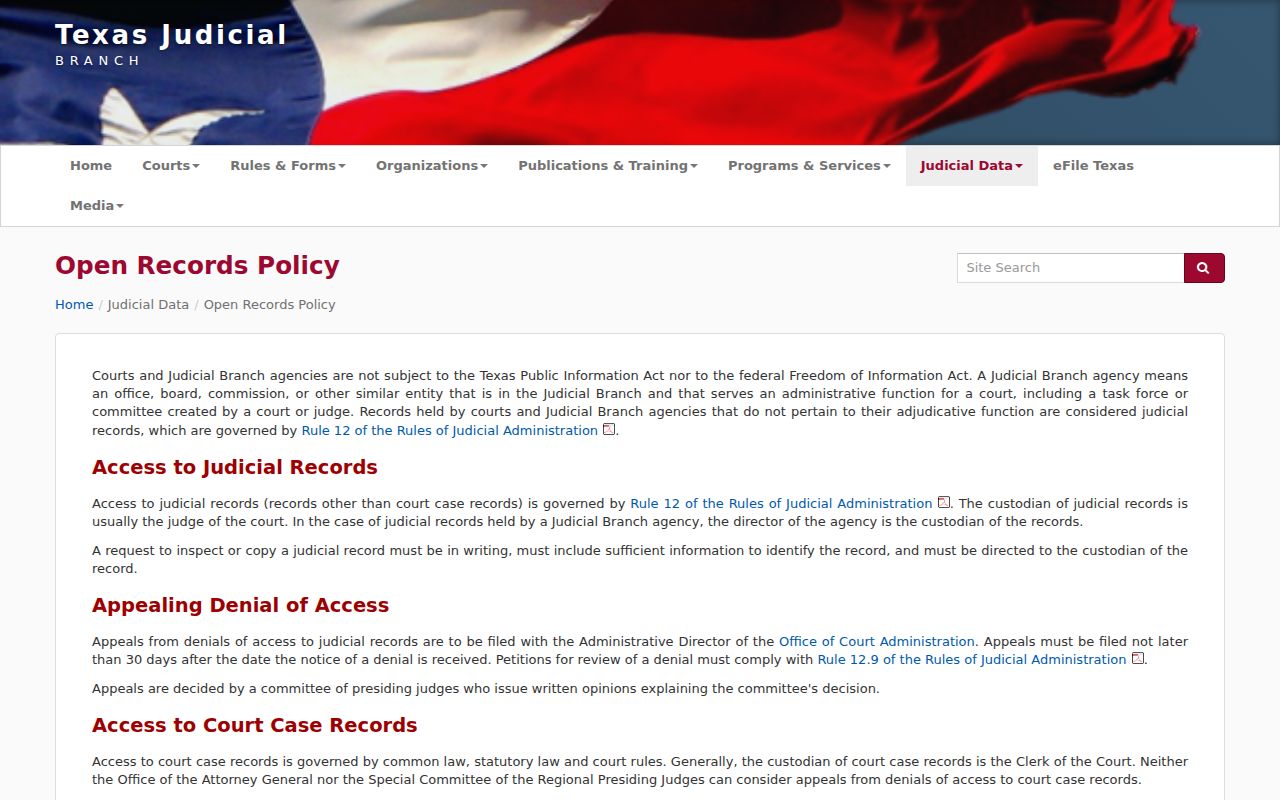 Baylor County warrant records: Texas court Rule 12 and record access policy