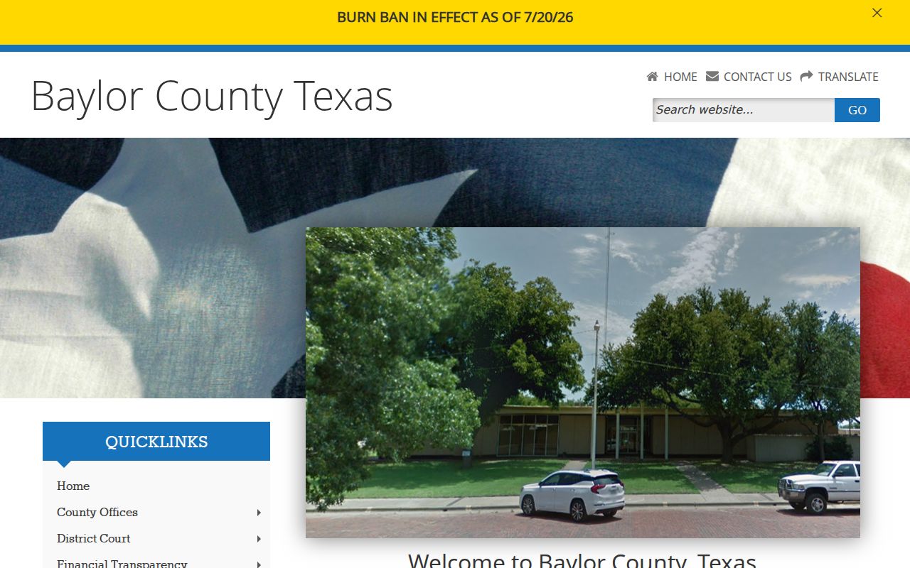 Baylor County warrant records: official courthouse and county contact page